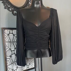 Chic Black Ruched Women's Crop Top